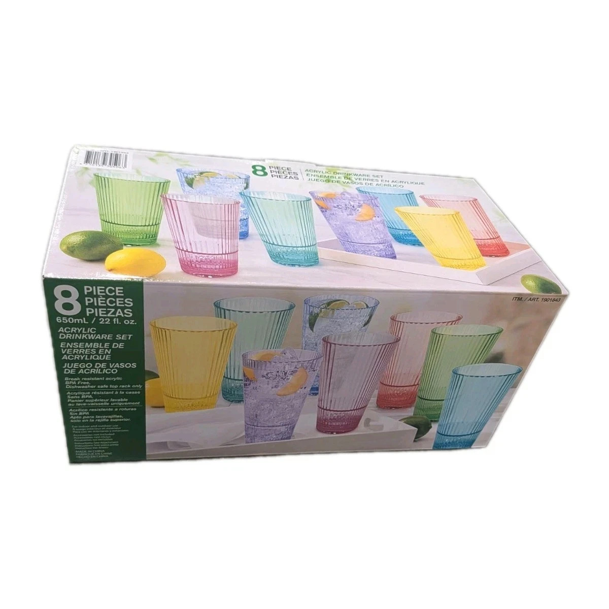 8Pc Acrylic Drinkware Set 22oz Unbreakable Plastic Tumblers Drinking Glasses gallery