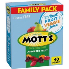 Mott’s Fruit Flavored Snacks, Assorted Fruit, Gluten Free Snack, Family Pack, 40