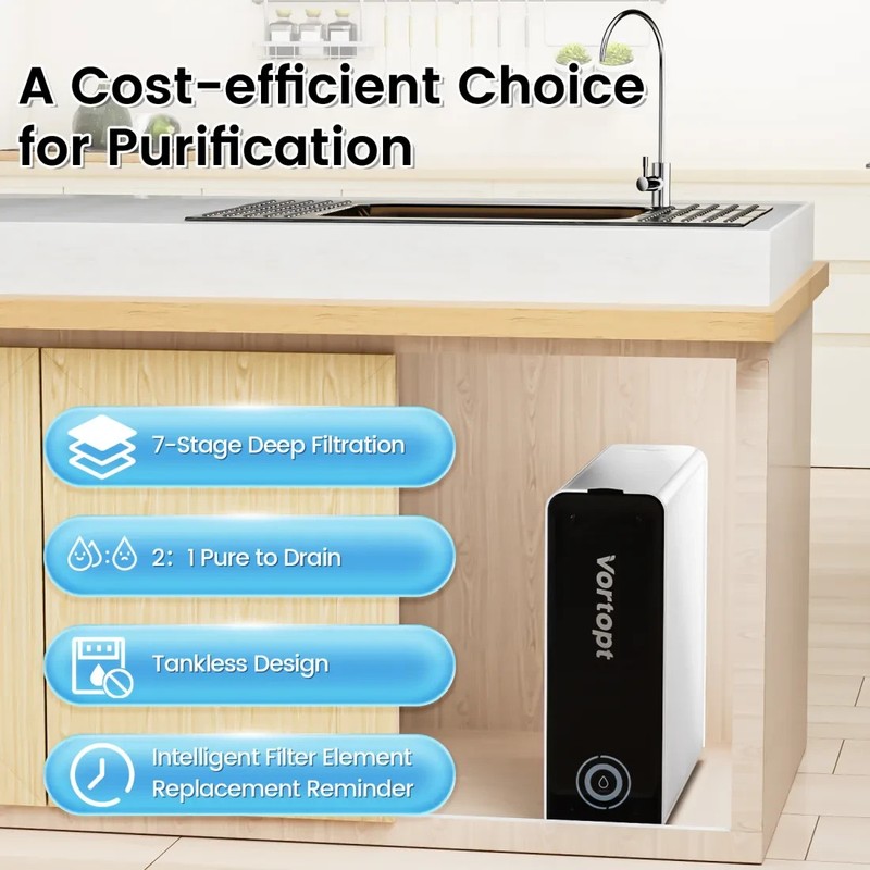 Tankless RO Reverse Osmosis System Under Sink 600 GPD Water Filter Kit gallery