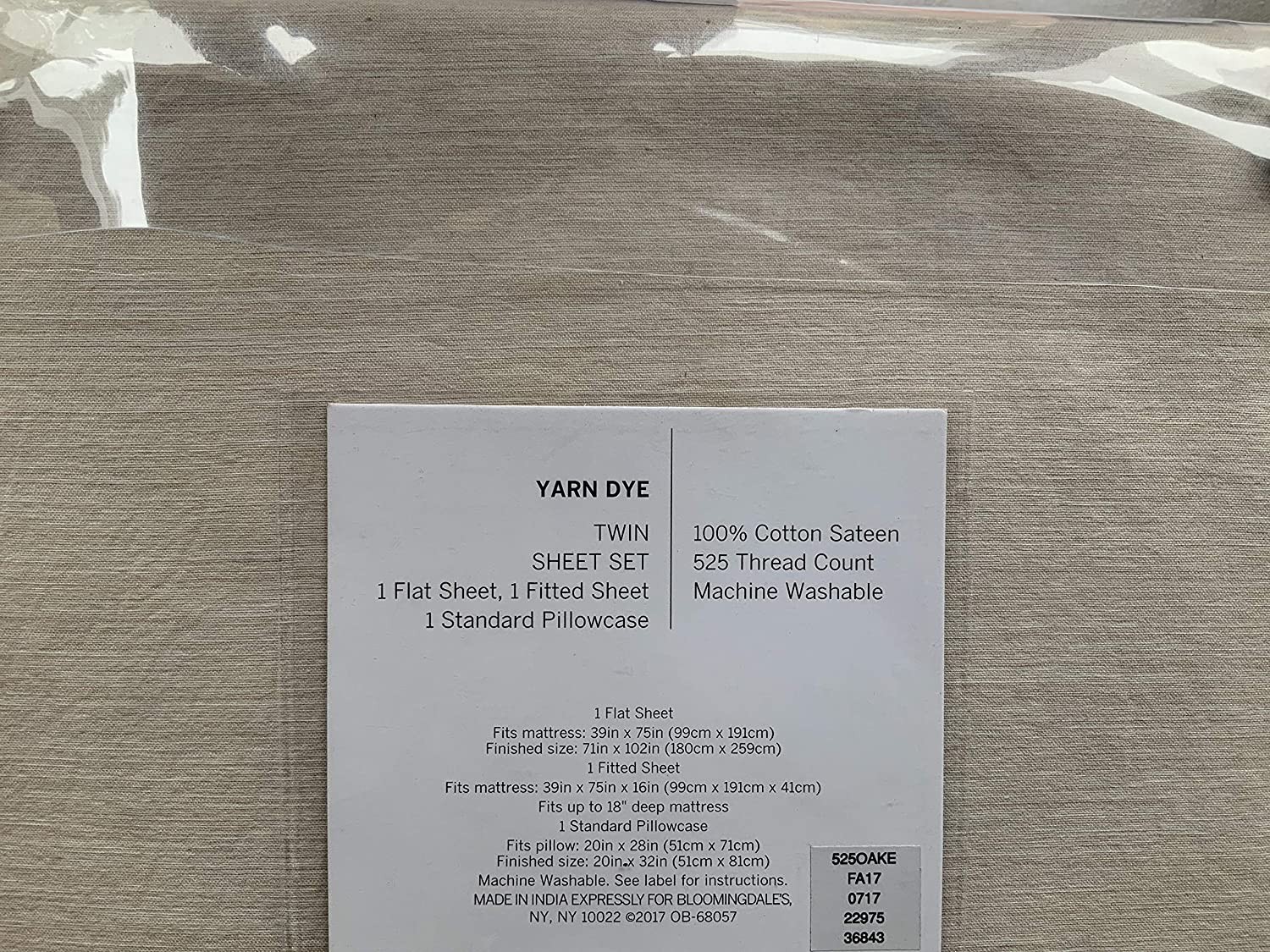 Oake Yarn Dye Twin Flat Sheet Set, Beige gallery
