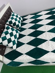 Checked Pattern Handmade Quilt Velvet Bedspread Comforter Bedding Quilt
