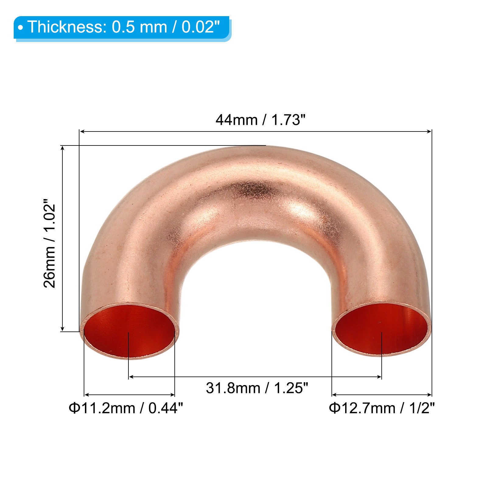 5Pcs 1/2" OD 28x44mm Elbow Copper Pipe Fitting Sweat Solder Connection gallery