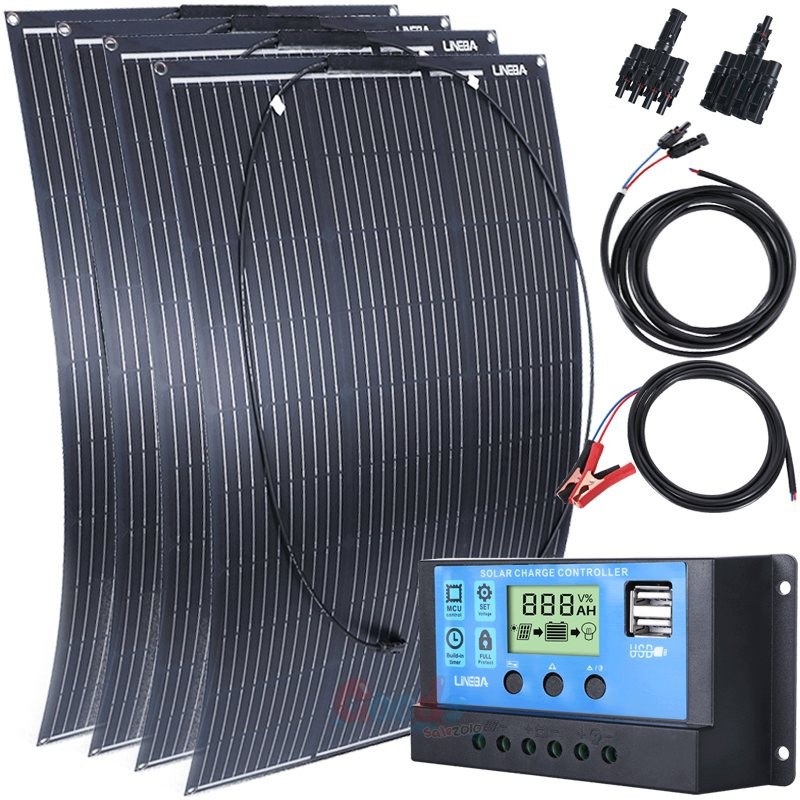 200W 400W Flexible Solar Panel Kit 12V Ultra Thin Mono for RV Camping Off-Grid gallery