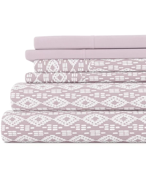 Kaycie Gray Dashed Diamond Easy Care 6-Pc. Sheet Sets gallery