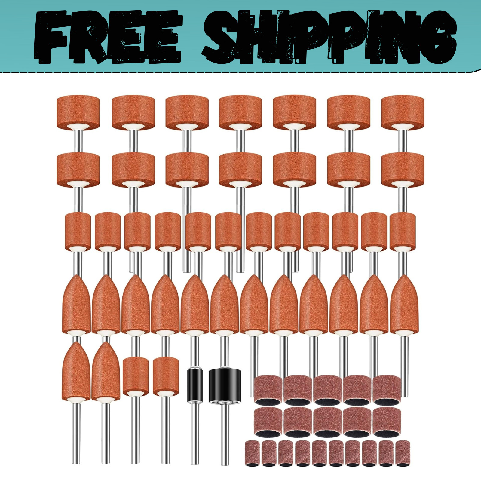 64Pcs Sanding Bits for Dremel Rotary Tools, 1/8" Shank Aluminum Oxide Grinding S gallery