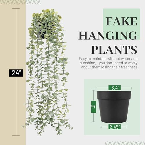 1 Pack Fake Hanging Plants Artificial Decor Faux Potted Grey-1 Pack Style a gallery
