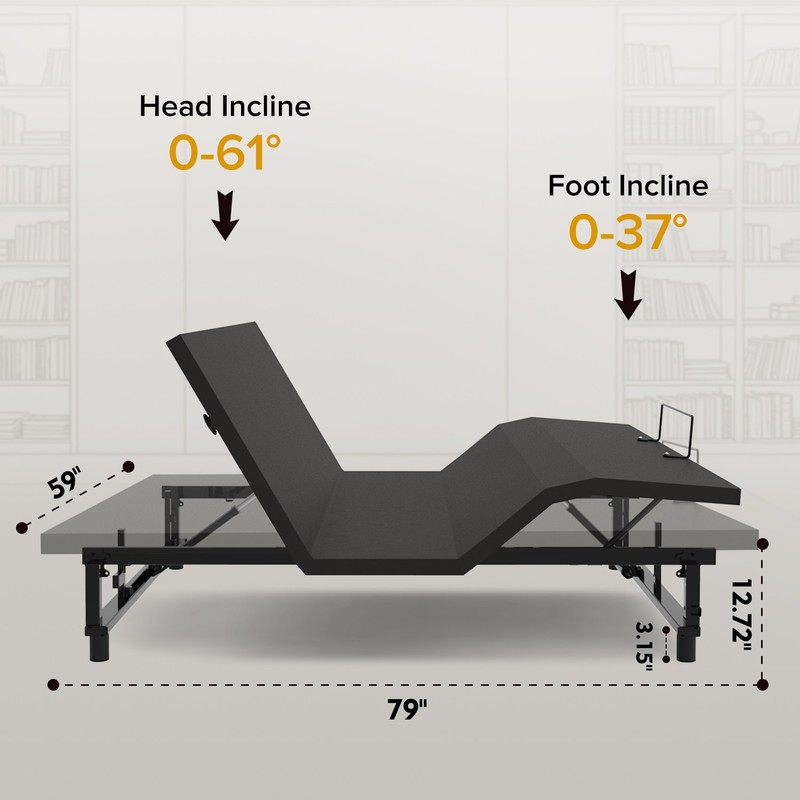 Queen Size Adjustable Bed Frame Bed Base with Head Foot Incline USB Ports Remote gallery