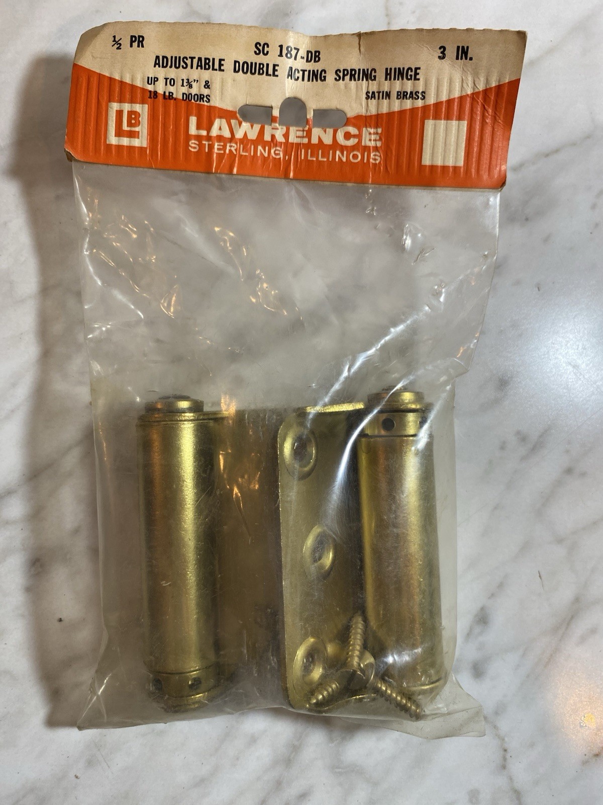Vintage Lawrence SC 187-DB Double Acting Spring Hinge Satin Brass 3 in, 2 Pack gallery