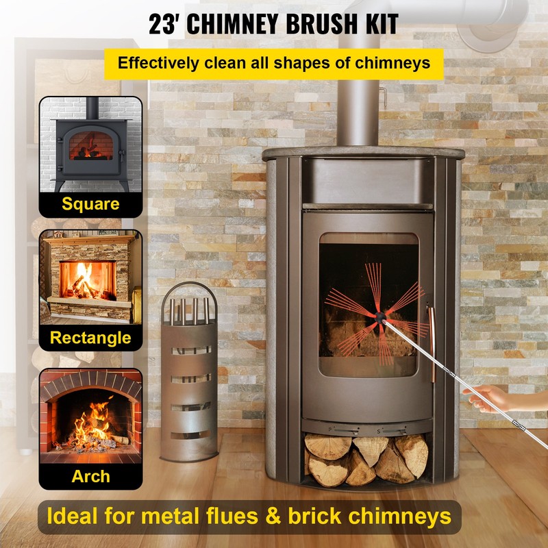 VEVOR 23FT Chimney Sweep Kit Chimney Cleaning Kit 7M Sooteater Chimney Cleaning gallery