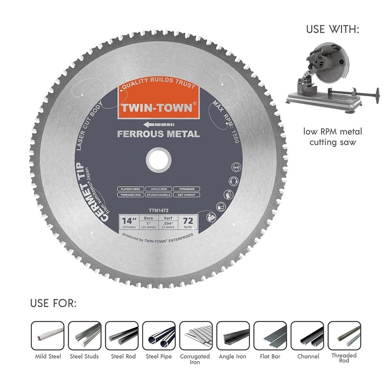 Versatile 14-Inch Saw Blade with 72 Teeth - Ideal for Steel & Ferrous Metals gallery