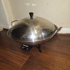 Electric Wok Farberware Model #303 Vintage Stainless Steel Works, No Power Cord