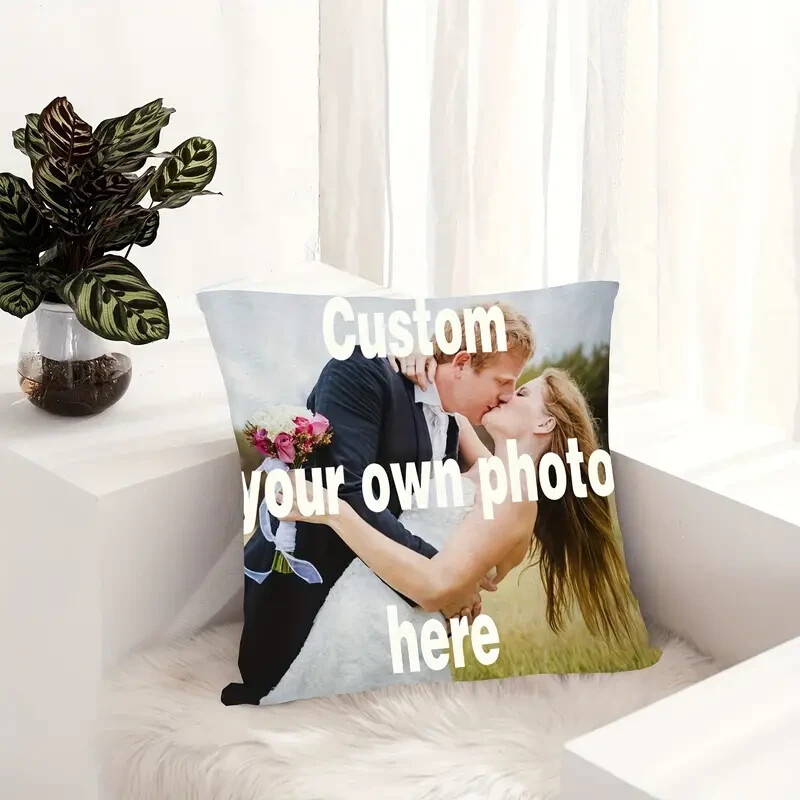 Personalized Custom Throw Pillow Cover with Photo, Text 18 x 18 gallery