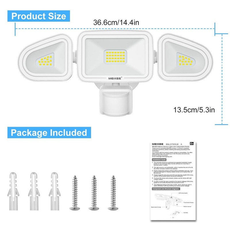 42W LED Security Lights Motion Sensor Light Outdoor Flood Light, 3600LM 6500K IP gallery