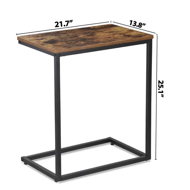C Shaped Side Table End Table for Sofa Bed and Couch w/ Metal Frame Rectangular gallery