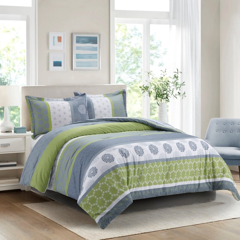 Queen Size Serene Print Comforter Set: 1 Comforter + 2 Pillow Shams Cotton Shell gallery