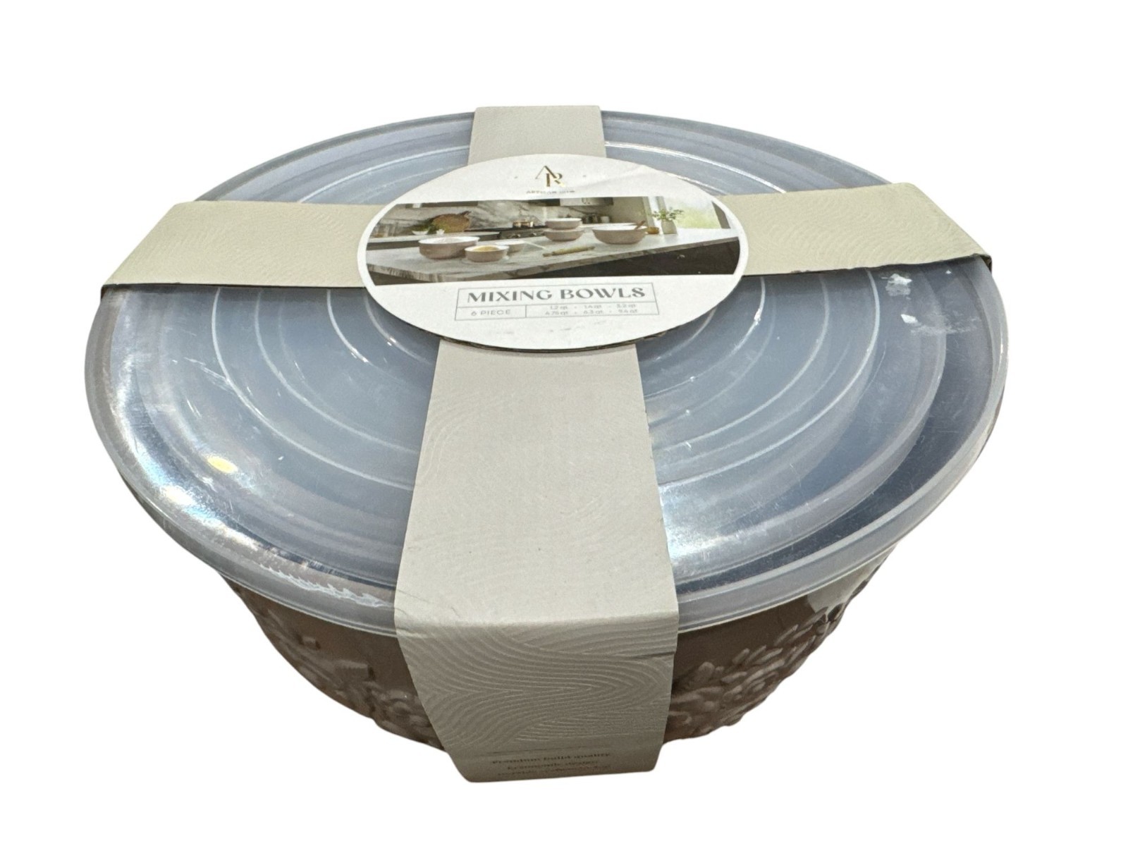 Artisan Row Embossed Mixing Bowls Set With Lids 6-Piece Floral Design Microwave gallery