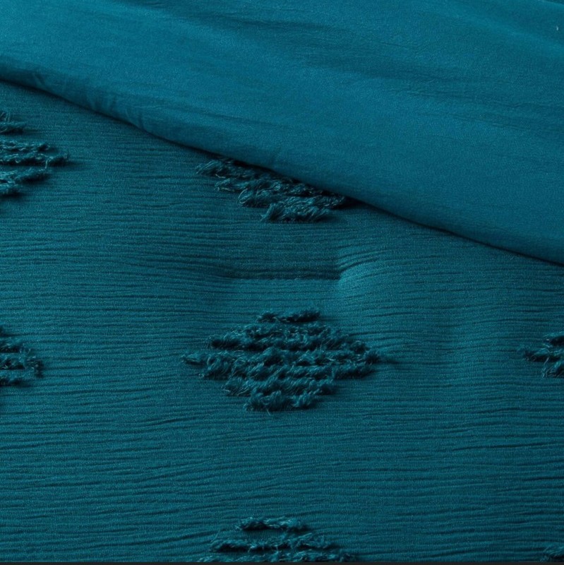 Threshold Tufted Diamond Crinkle Comforter Sham Set, Full/Queen - Dark Teal Blue gallery