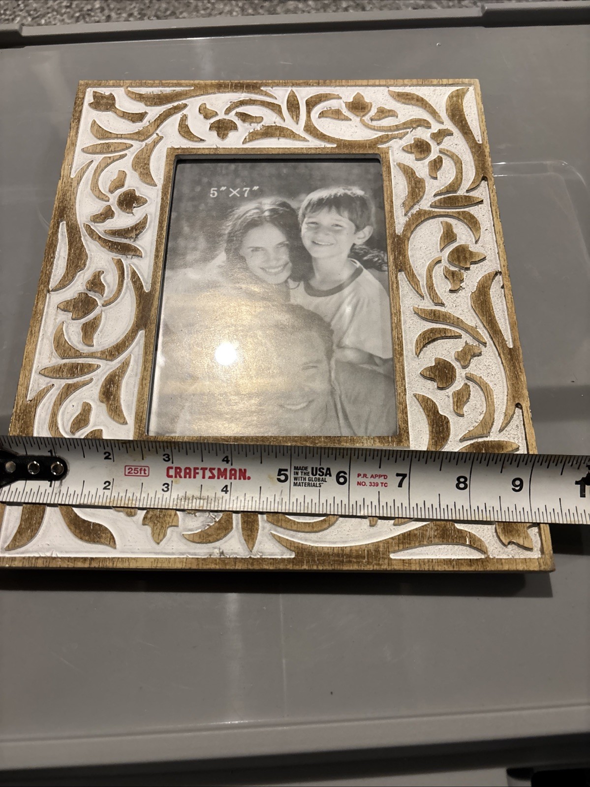 5x7 Picture Frame for Tabletop and Wall, Distressed Rustic Brown/White Frame gallery
