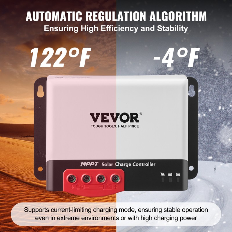 VEVOR 50A Solar Charge Controller 12V 24V MPPT Solar Regulator with Bluetooth gallery