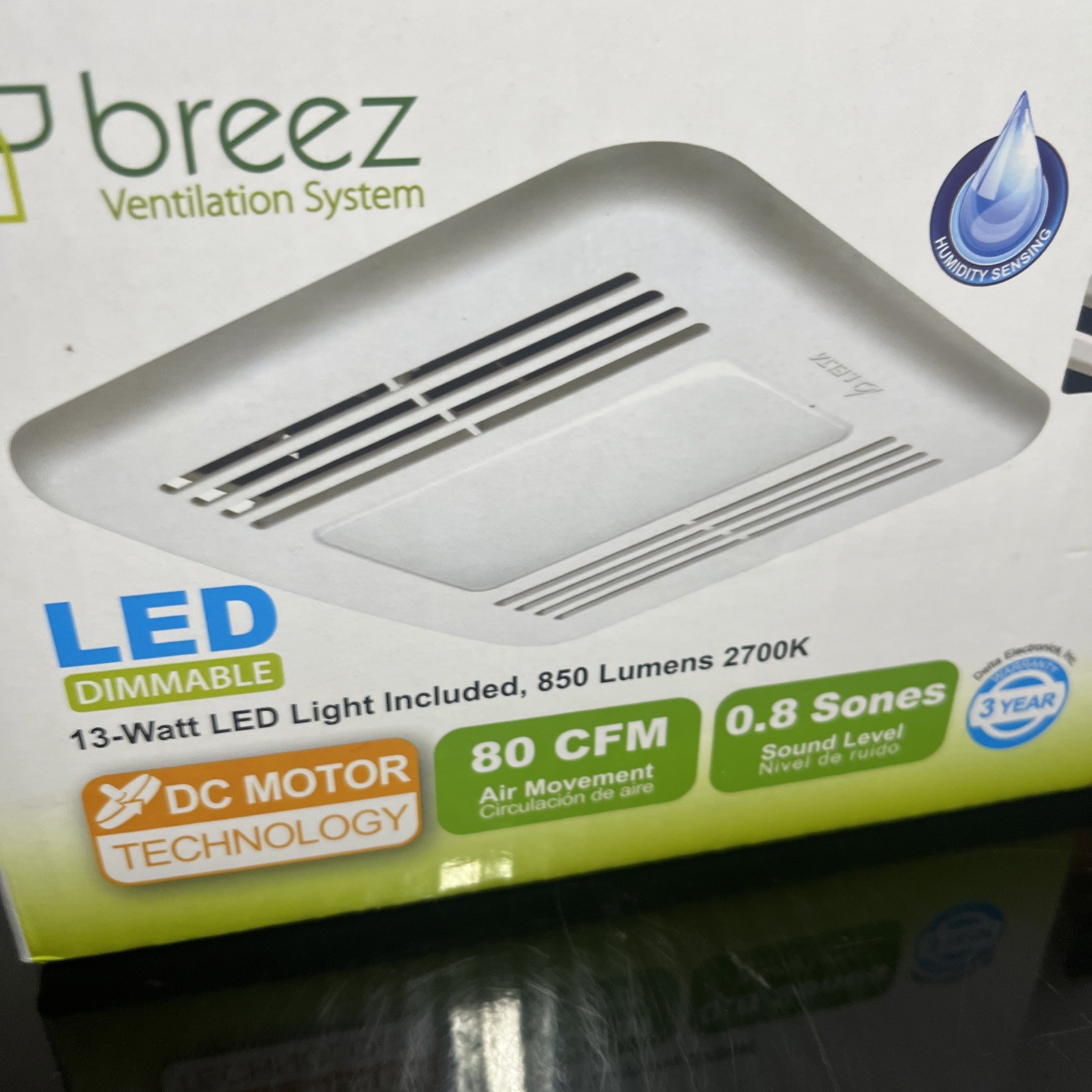 NIB Delta Breez Bath Ventilation System / Humidity Sensor/ LED Light VFB80HLED2 gallery