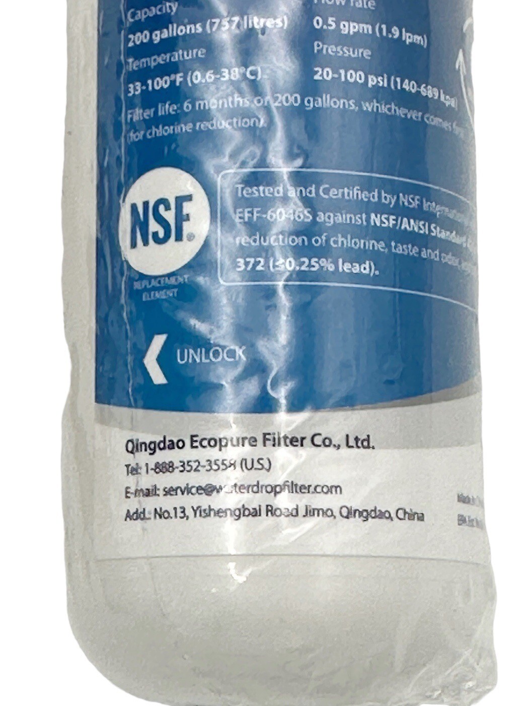 Waterdrop Model WD-F46 Refrigerator Water Filter Replacement New No Box Sealed gallery