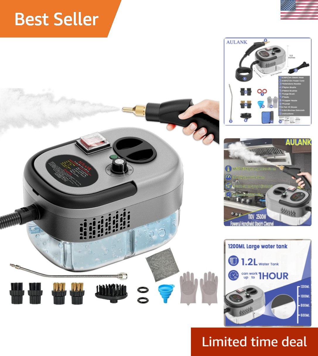 2500W Handheld Steam Cleaner,Portable Car Steamer For Auto Detailing,High-Tem... gallery