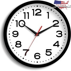 Silent Battery Powered Wall Clock Large Numbers Easy Read Indoor Outdoor New
