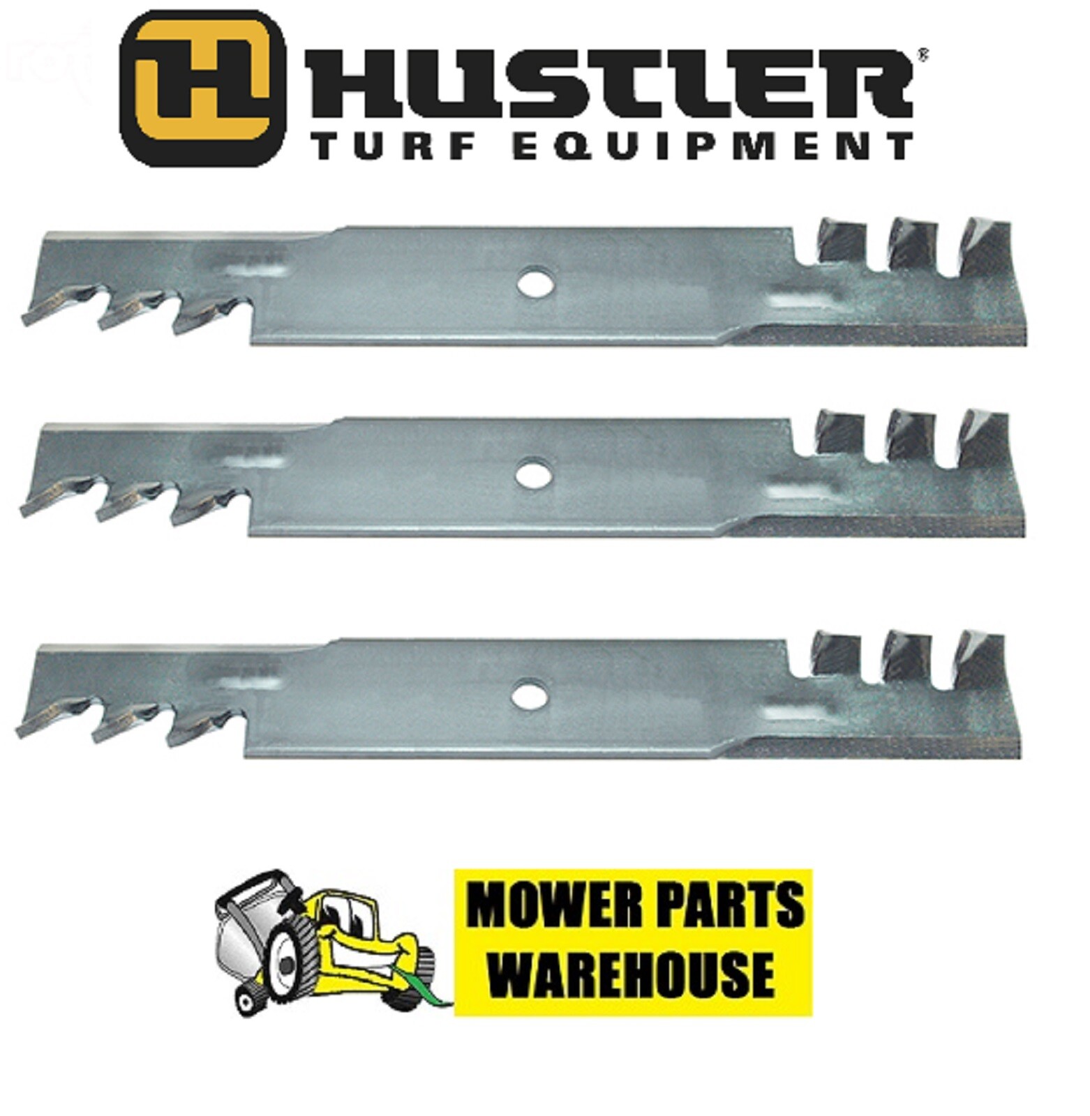 3 REPL HUSTLER GATOR MOWER BLADES 797704 797712 XR7 SUPER Z 54" DECK RAPTOR SD gallery