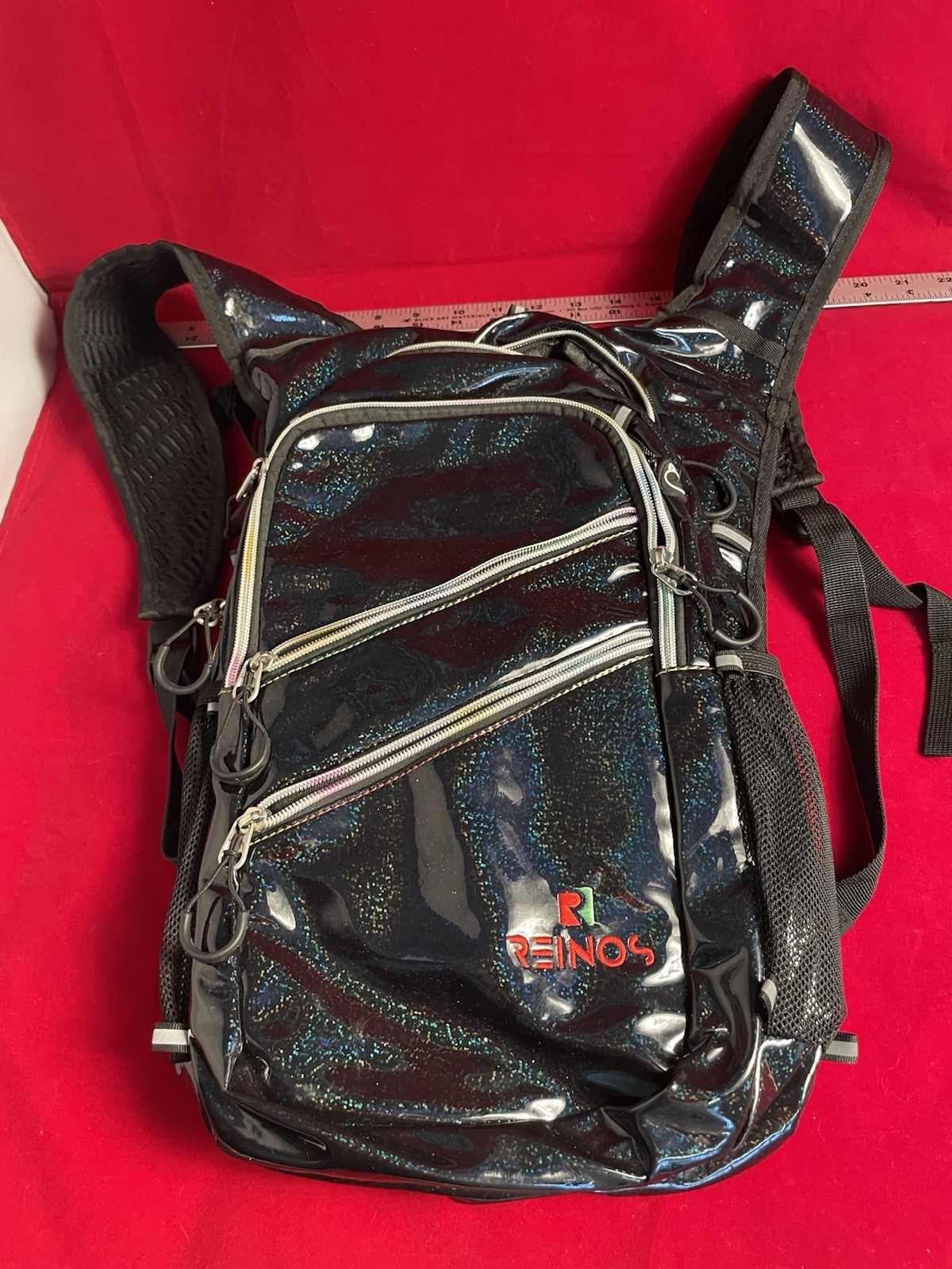 REINOS Hiking Hydration Backpack Black Multicolor Multiple Compartments Mesh 