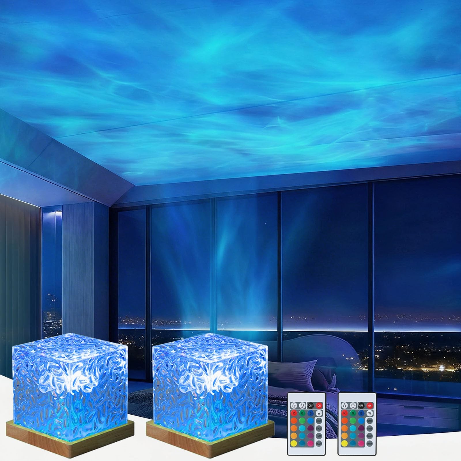 2Pack Aurora Ocean Wave Lights Projector, Cordless Rechargeable 16 Colors 4 M... gallery