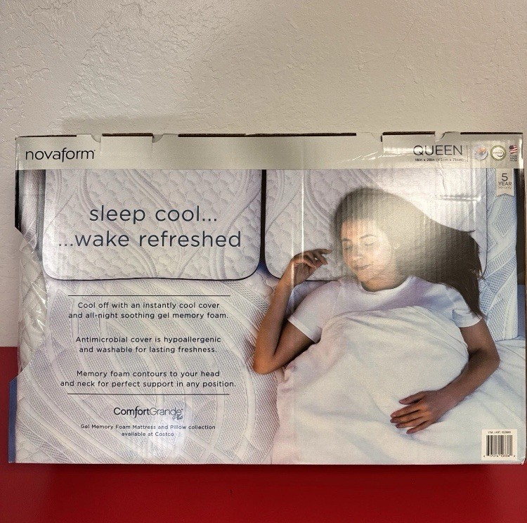 Novaform Comfort Grande Plus Gel Memory Foam Pillow Queen 18x28in New In Box gallery