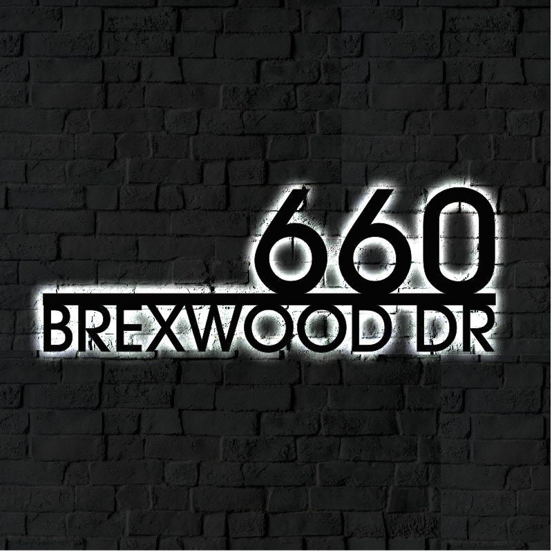 Personalized LED Address Sign Custom House Number Plaque Modern Outdoor Decor gallery