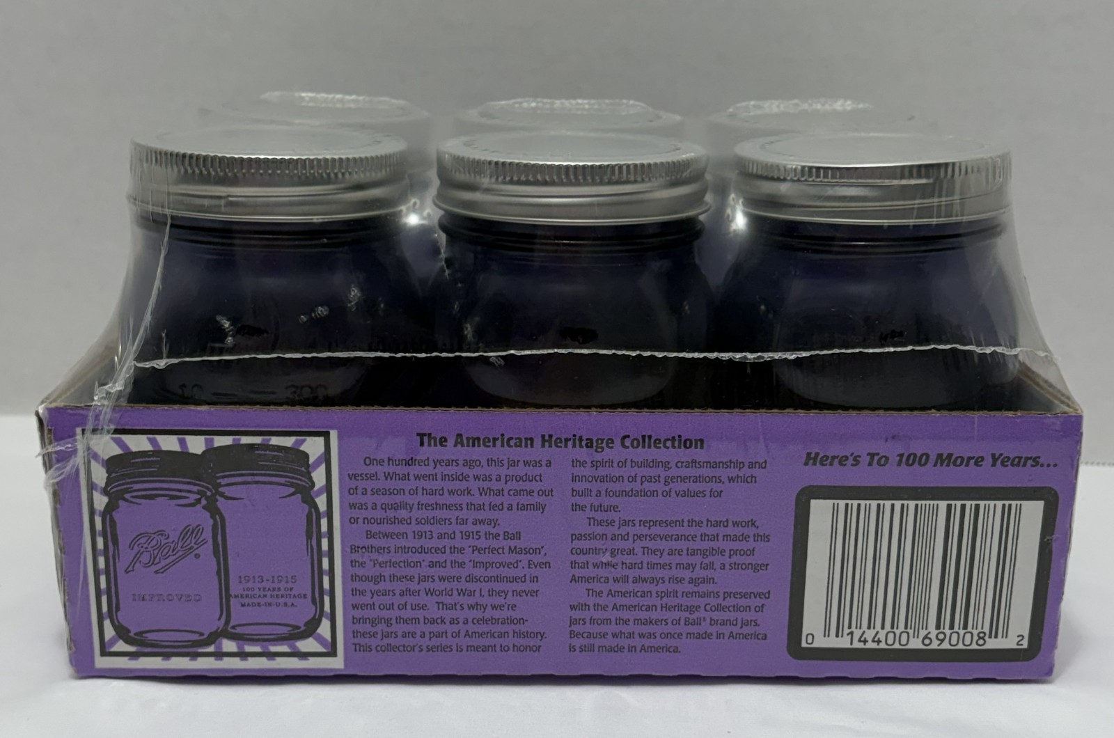 6 BALL PURPLE LIMITED EDITION AMERICAN HERITAGE 100TH ANNIVERSARY MASON JARS MIP gallery
