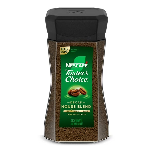 NESCAFÉ Taster's Choice Decaf House Blend, Medium Light Roast Instant Coffee, 7