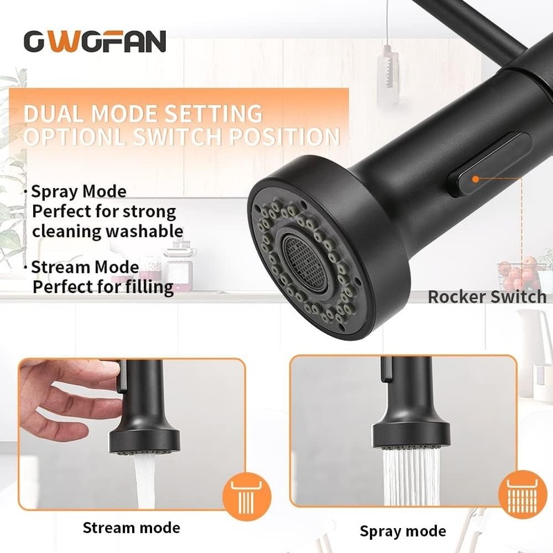 Versatile 360 Swivel Pull Down Kitchen Faucet - Easy Installation & Modern Style gallery