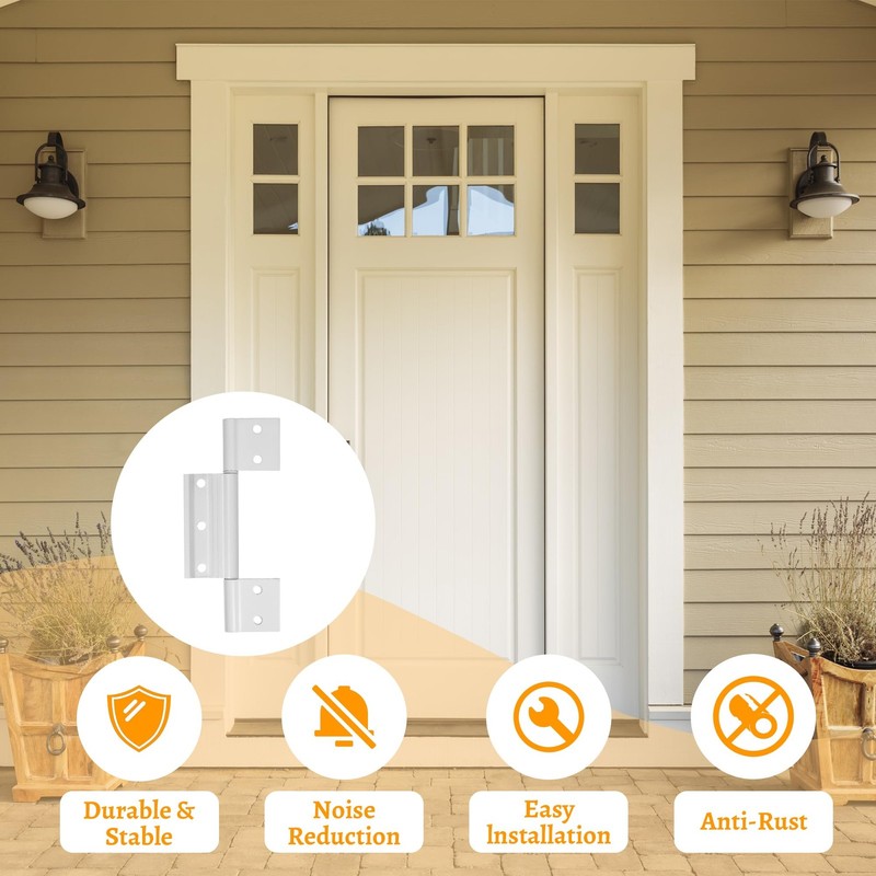 3-Pack Matte White Screen Door Hinges, 1/8 Inch Grooved Center Storm Door Hinge gallery