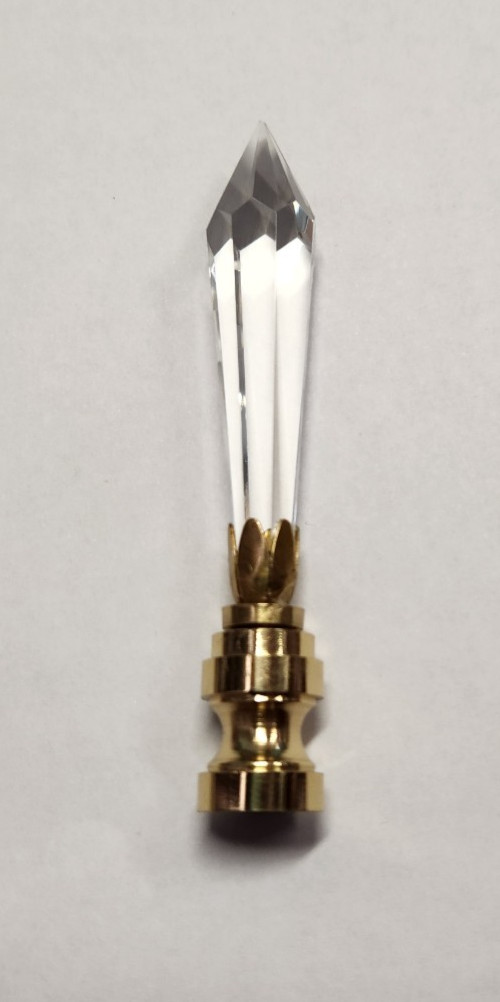 Lamp Topper Shade Finial Clear Lead Crystal Glass Cut Diamond Repair Part Brass gallery