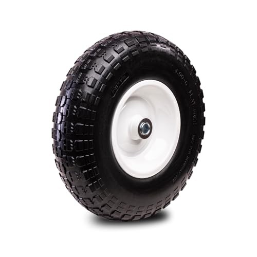 1 PC 13 Inch Solid Flat Free Replacement Tires and Wheels 4.00-6 with 5/8'' gallery