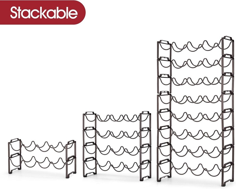 Simple Trending 4-Tier Stackable Wine Rack, Standing Bottles Holder Organizer, gallery