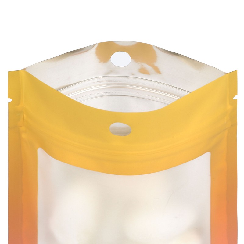 100/200/500 Gradient Orange Window Flat Resealable Zip Seal Bags with Hang Hole gallery