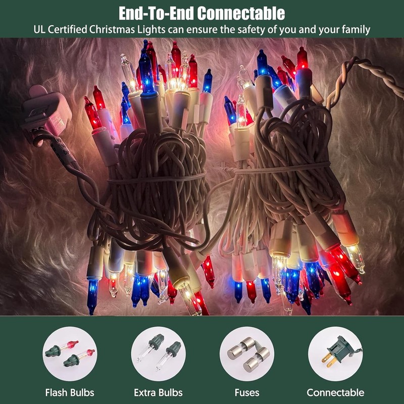 Red White Blue 100 Count Mini String Lights 4th of July Patriotic Decorations gallery