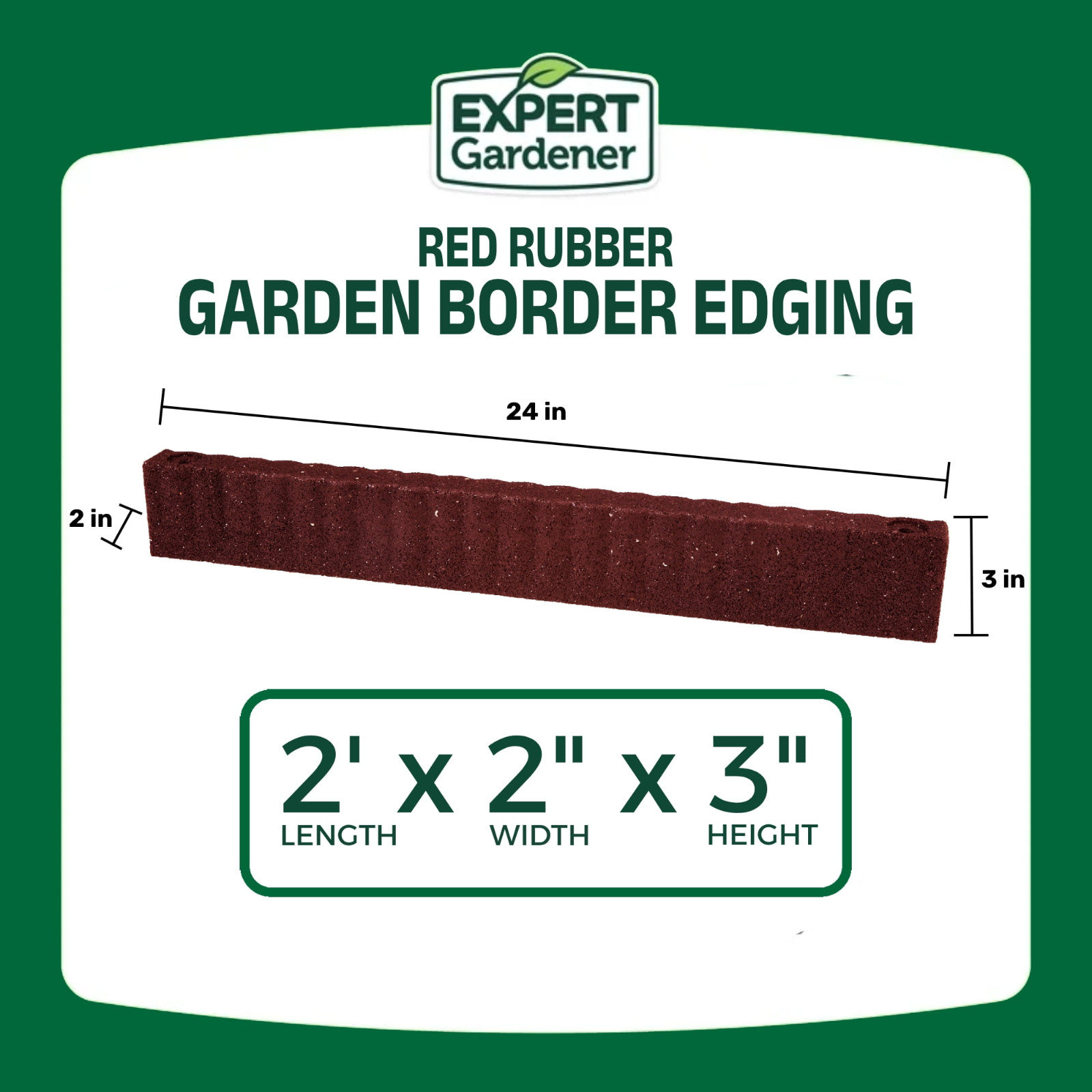 Expert Gardener 2' x 3" Red Recycled Rubber Garden Border Edging - 8 Pack gallery