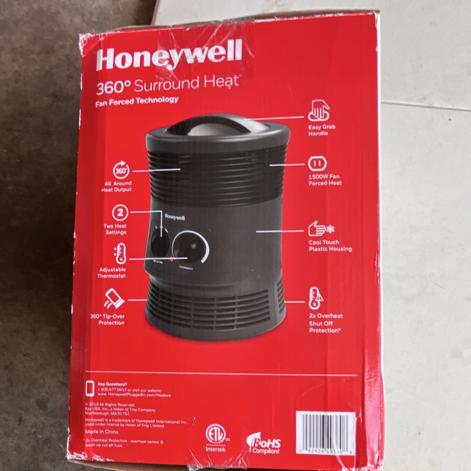Honeywell 360° Surround Heat 1500W Forced Air Heater, 2 Settings, Black gallery