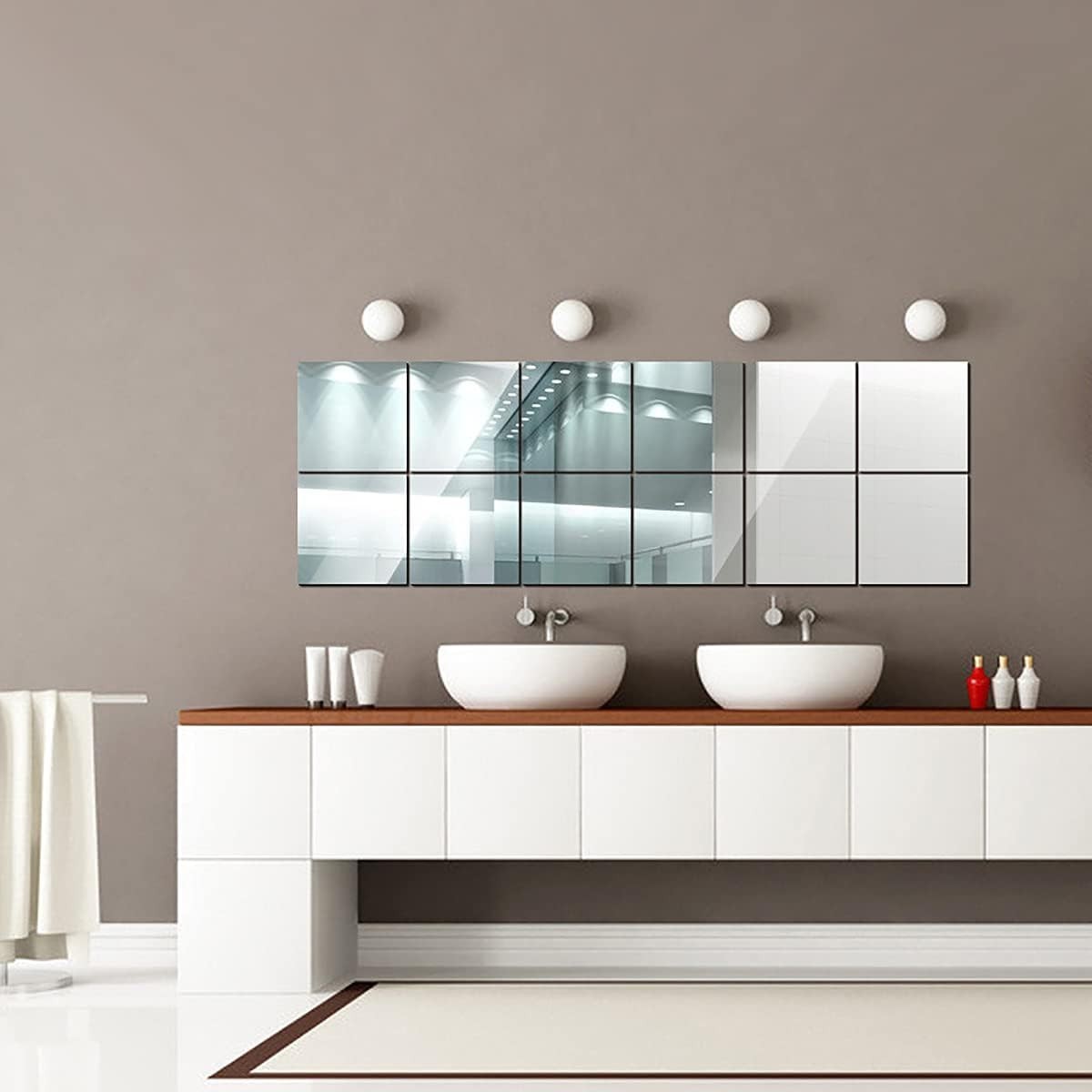 10 Pieces Flexible Mirror Sheets, Self Adhesive Decorative Plastic Mirror Tiles gallery