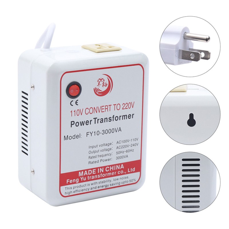 Max. 3000W Voltage Converter Transformer Step-Up Only 100-120V to AC 220-240V US gallery