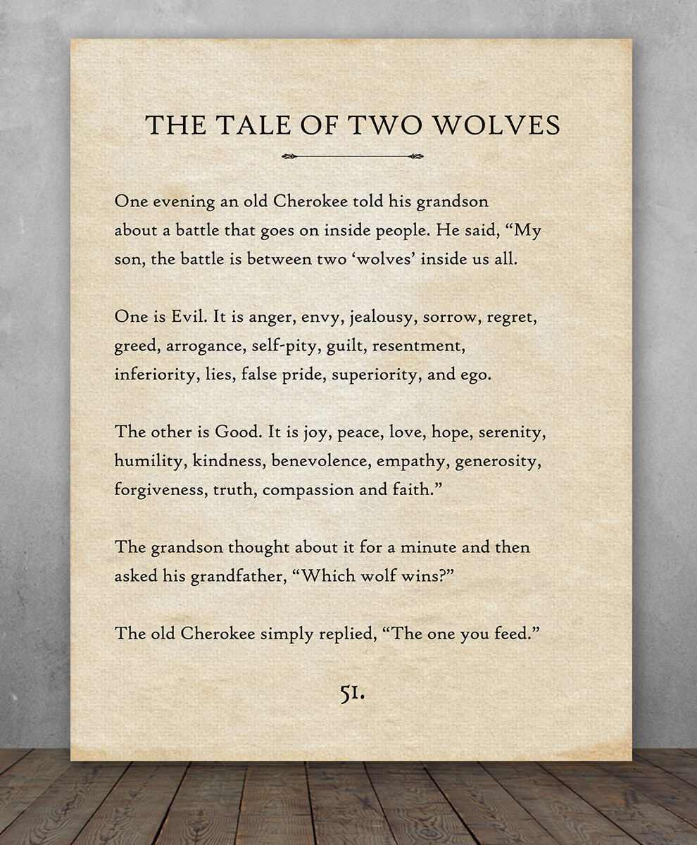 Poster - The Tale of Two Wolves - Choose Unframed Poster or Canvas gallery
