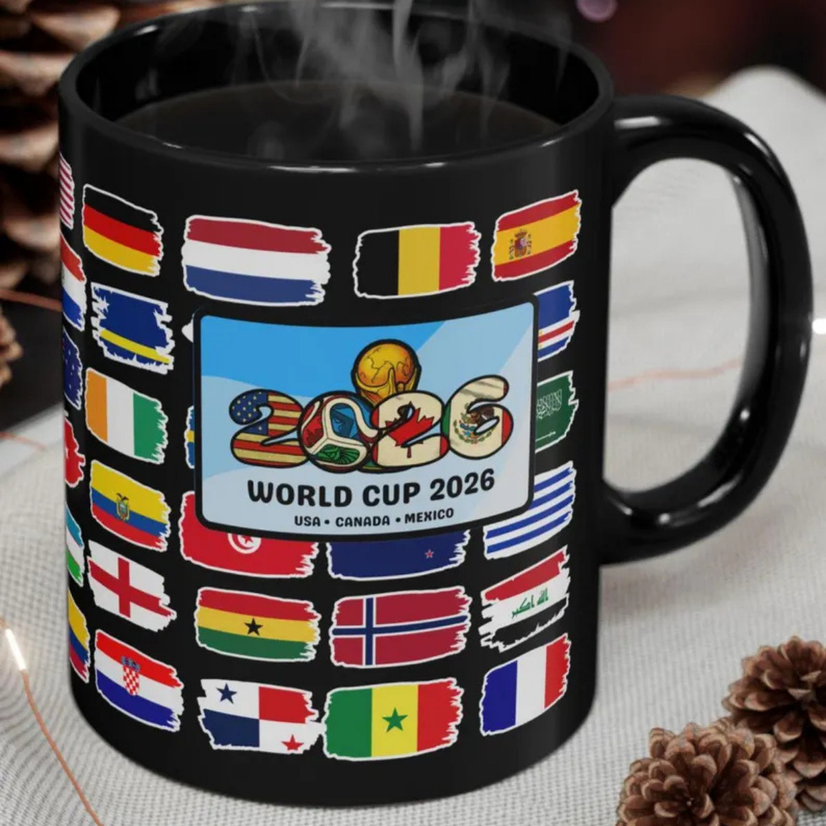 FIFA World Cup 2026 Brushstroke Flags Mug Soccer - Mug Black, White gallery