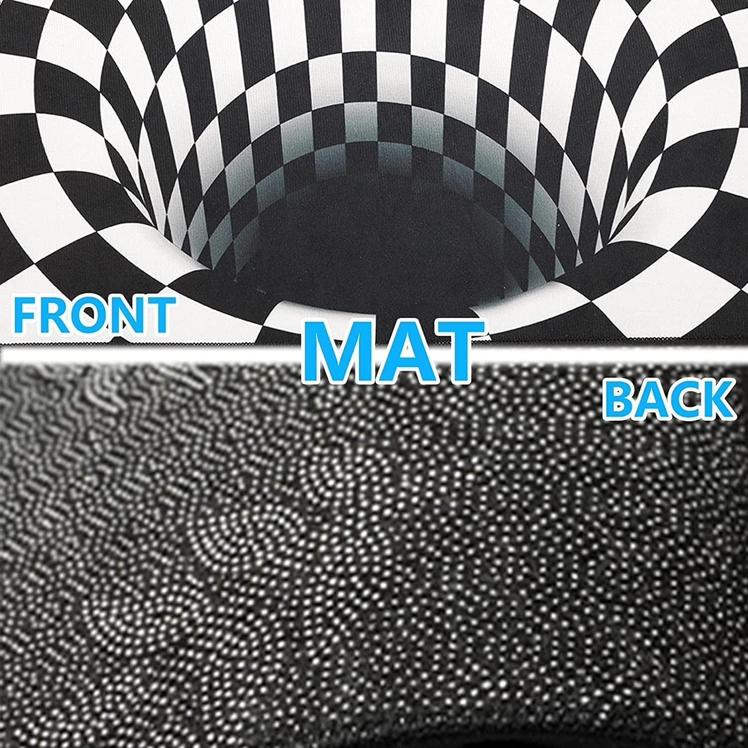 NUYKOUY 3D Visual Optical Floor Mat Black White Plaid Round Rugs Vortex Optic... gallery