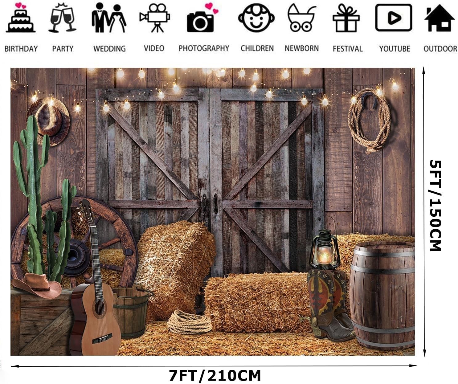7x5ft Western Cowboy Backdrop Western Party Decorations Wild West Vintage Wooden gallery