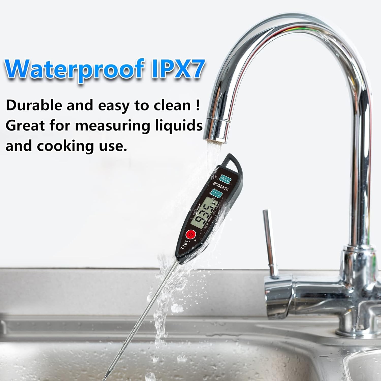2-Pack Waterproof IPX7 Instant Read Digital Meat Thermometers for Grilling gallery